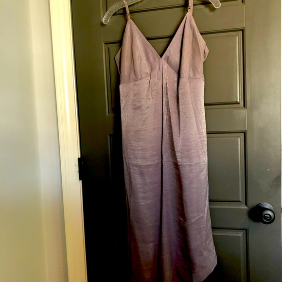 Anthropologie Moulinette Soeurs Shimmery Purple Asymmetrical Slip Dress, size12 - Picture 6 of 6